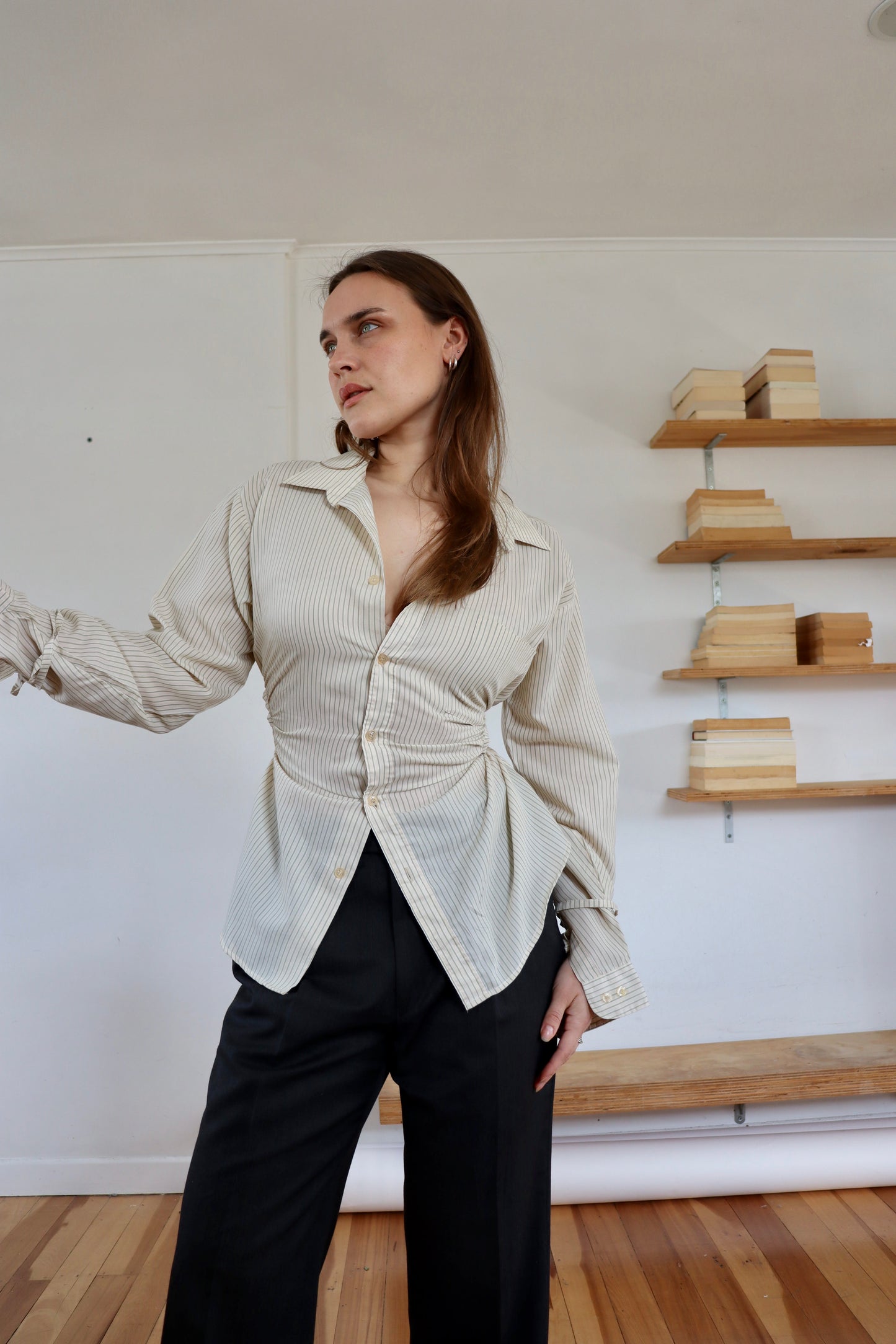 Sage Striped Fran Shirt