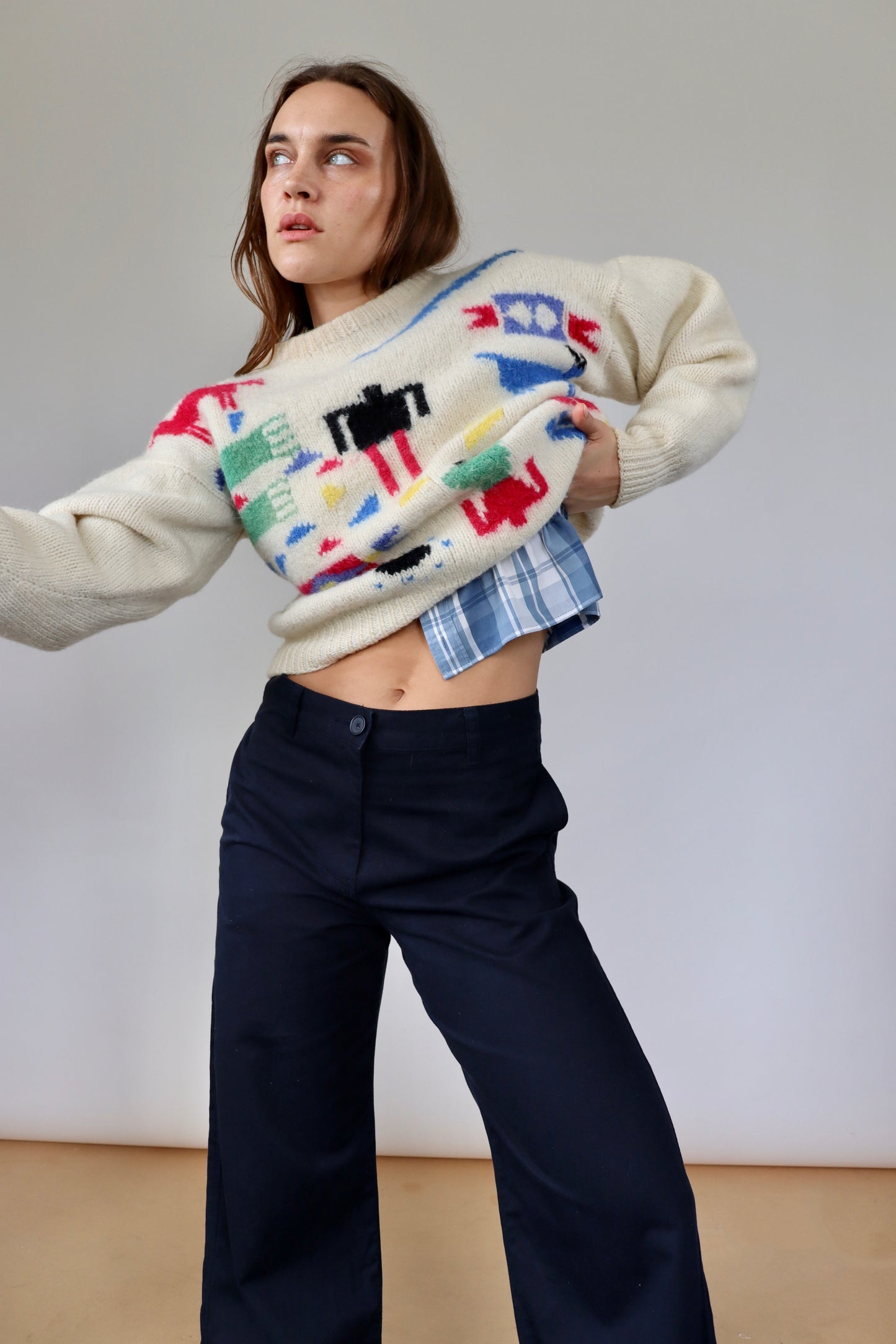 Navy Straight Leg Trousers