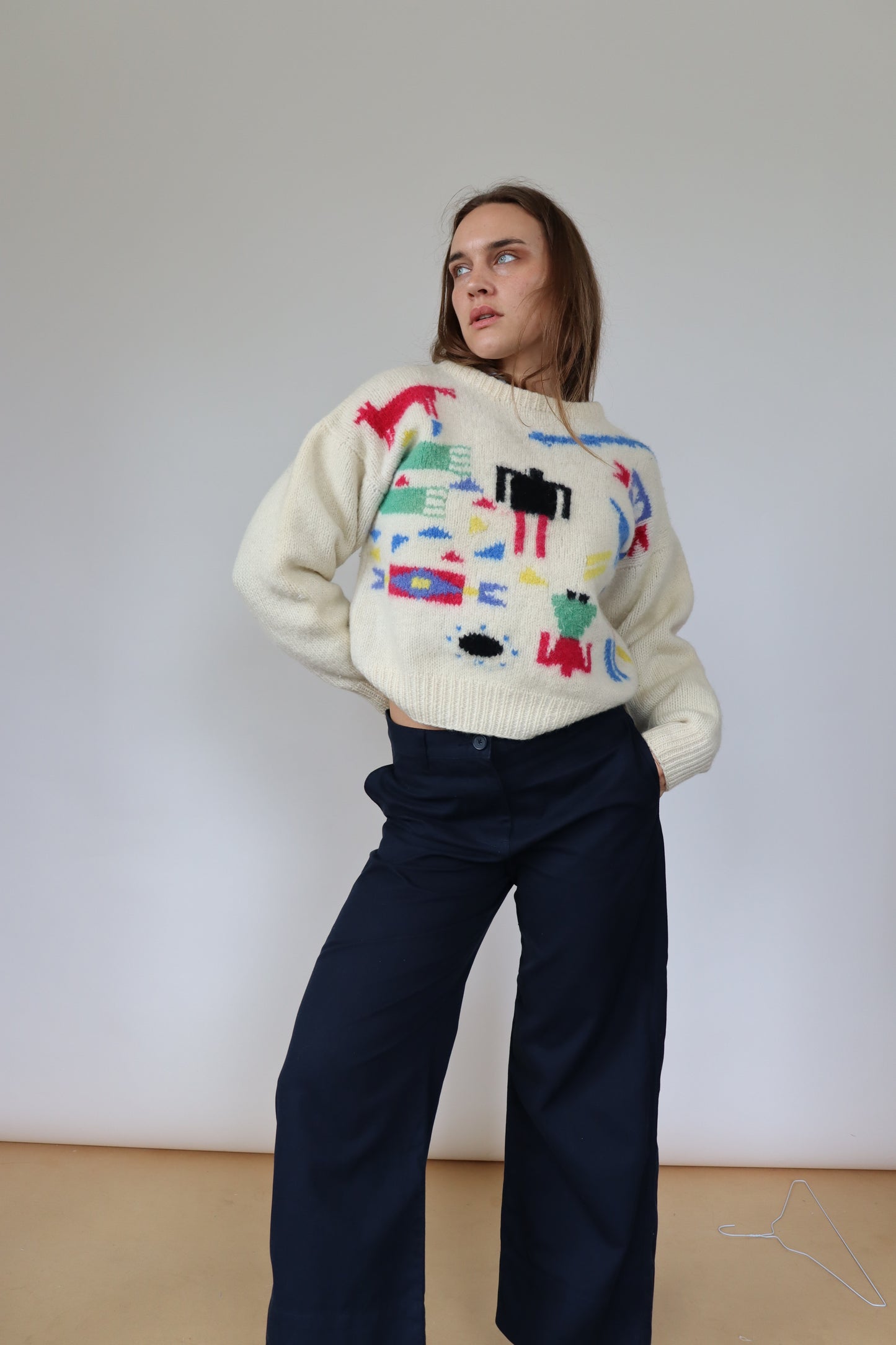Navy Straight Leg Trousers