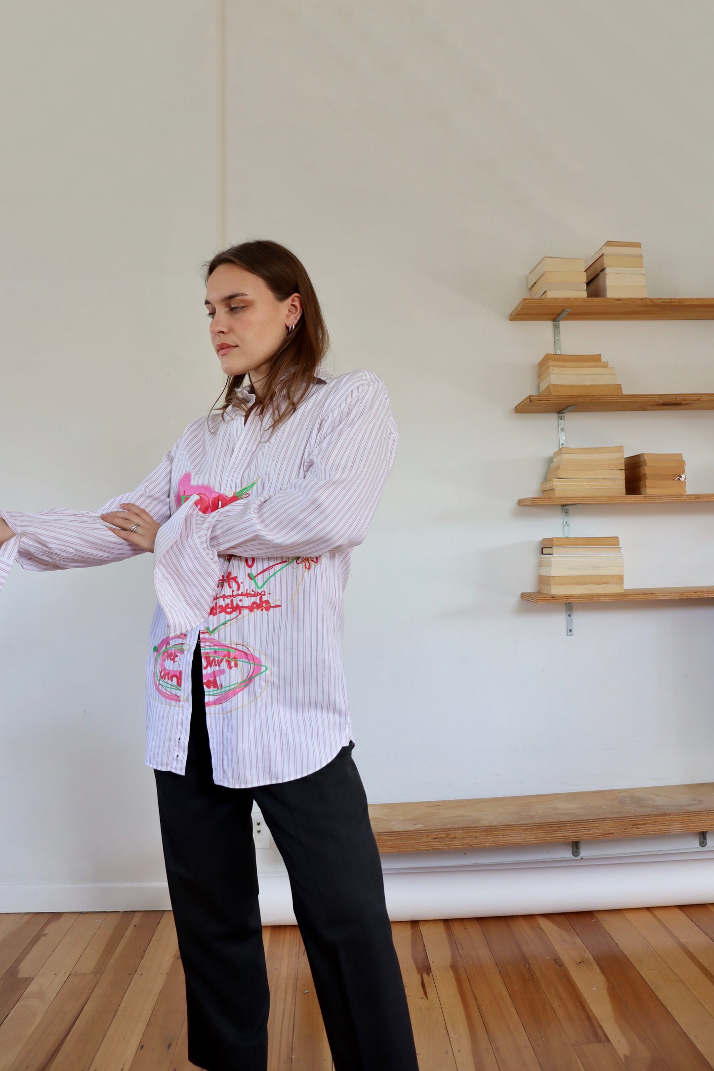 Pink Striped 'To Do' Shirt S