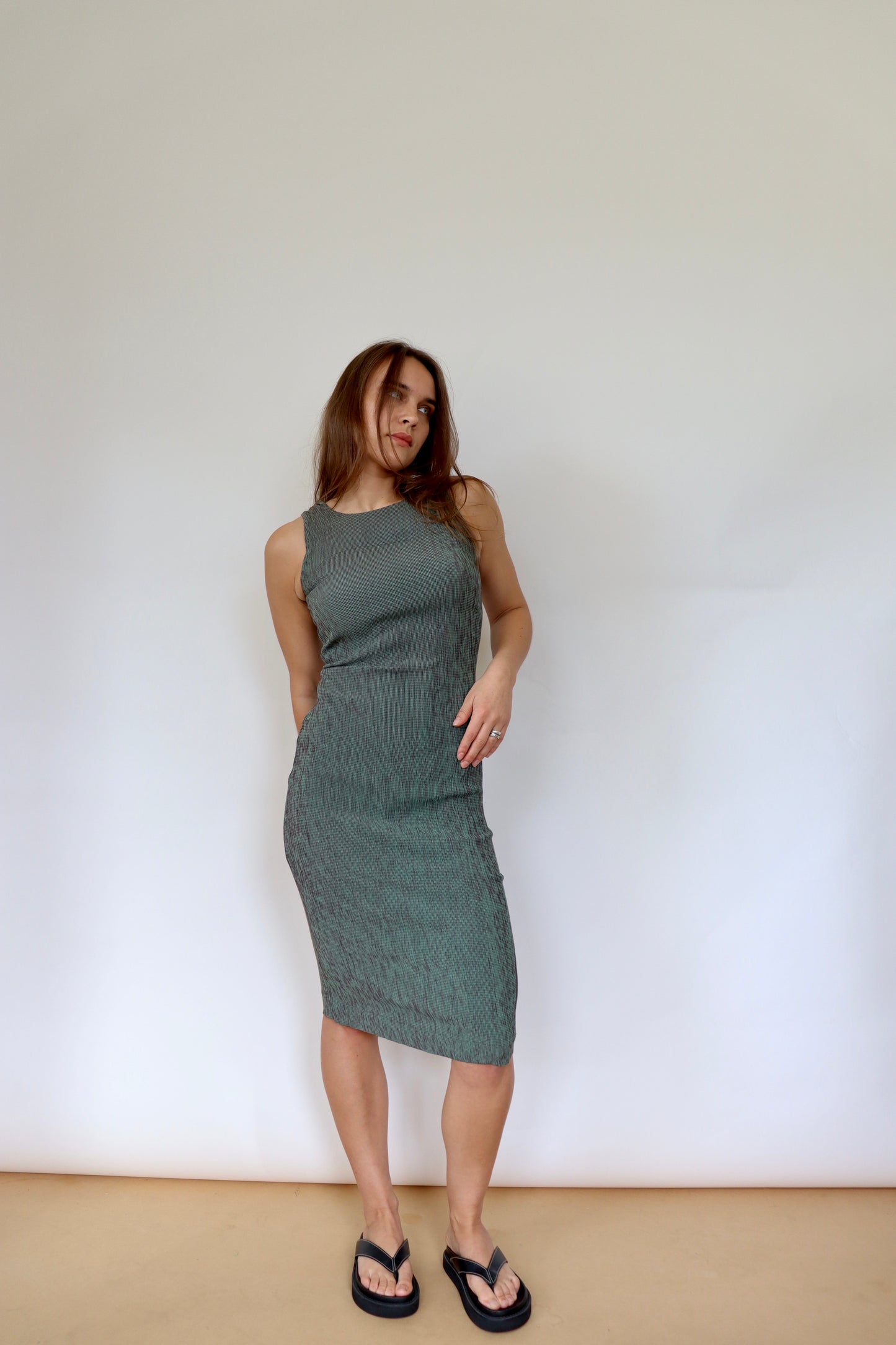Green Crinkle Dress