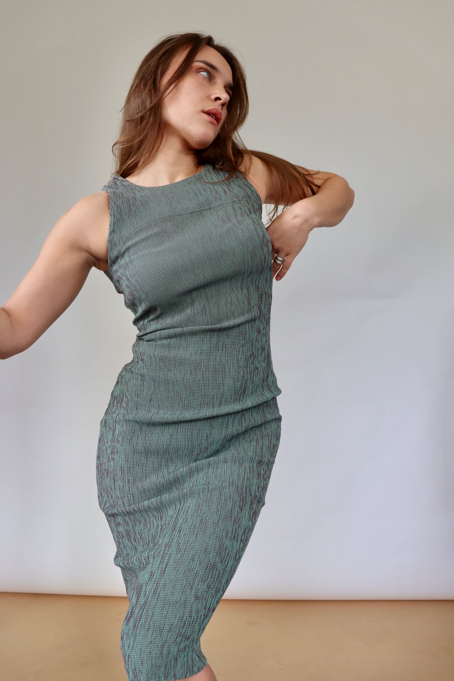 Green Crinkle Dress