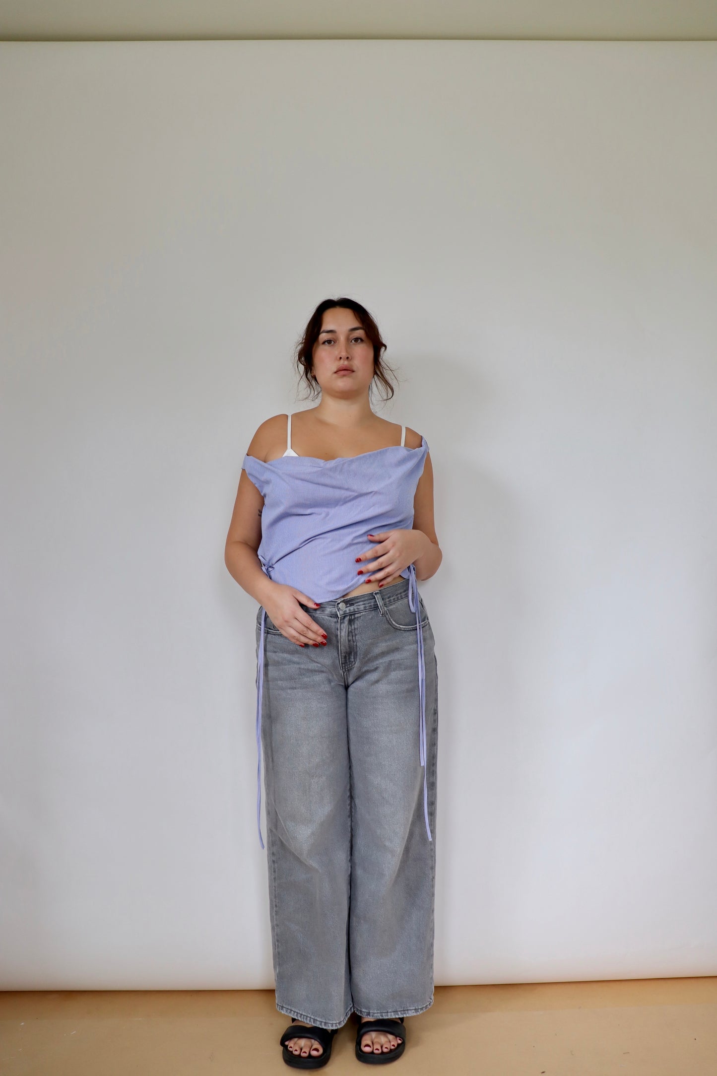 Navy Checked Awa Top XL
