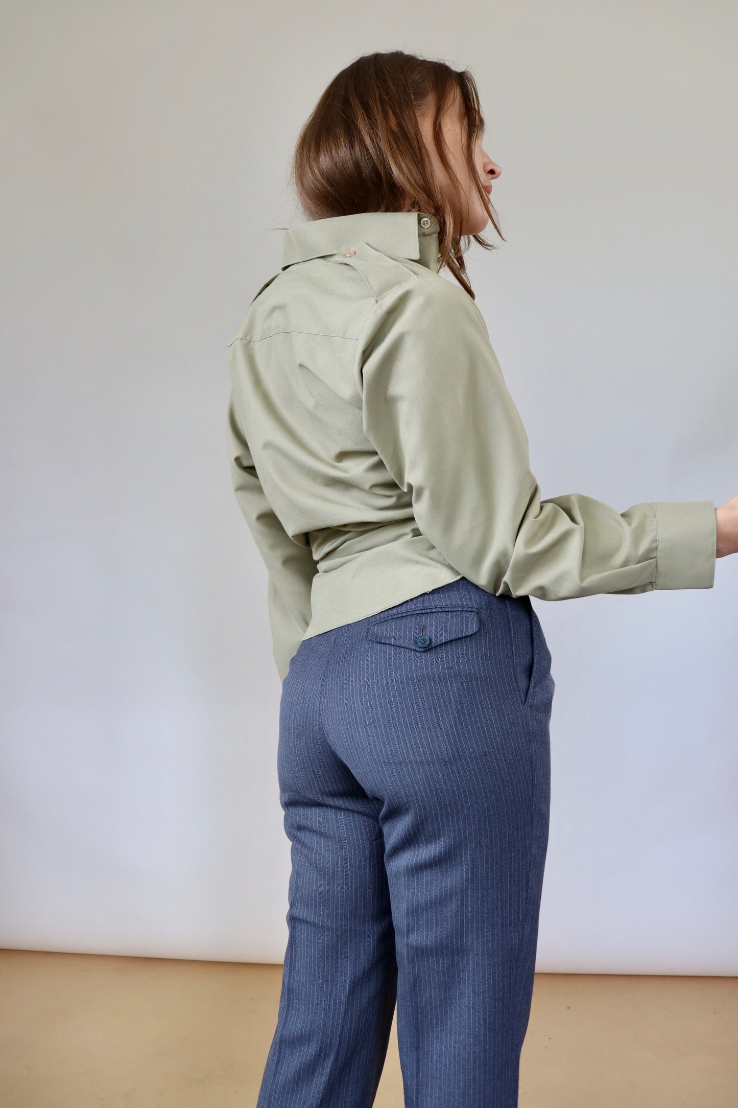 Blue Vintage Pinstriped Trousers