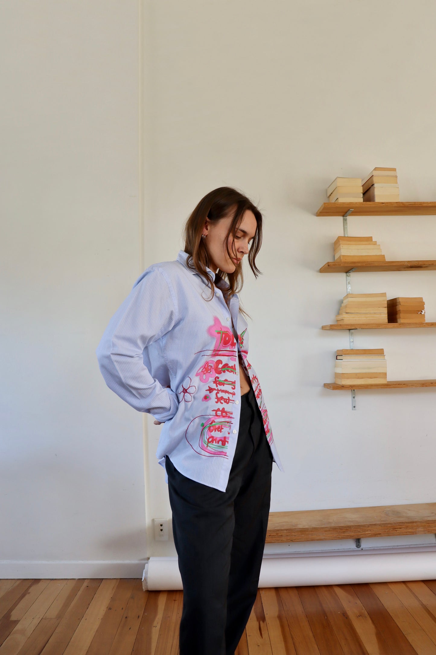 Blue Striped 'To Do' Shirt S