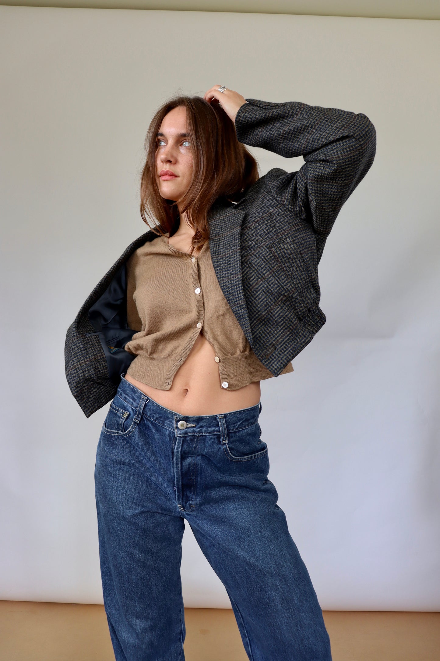 Dark Wool Check Grace Bomber M
