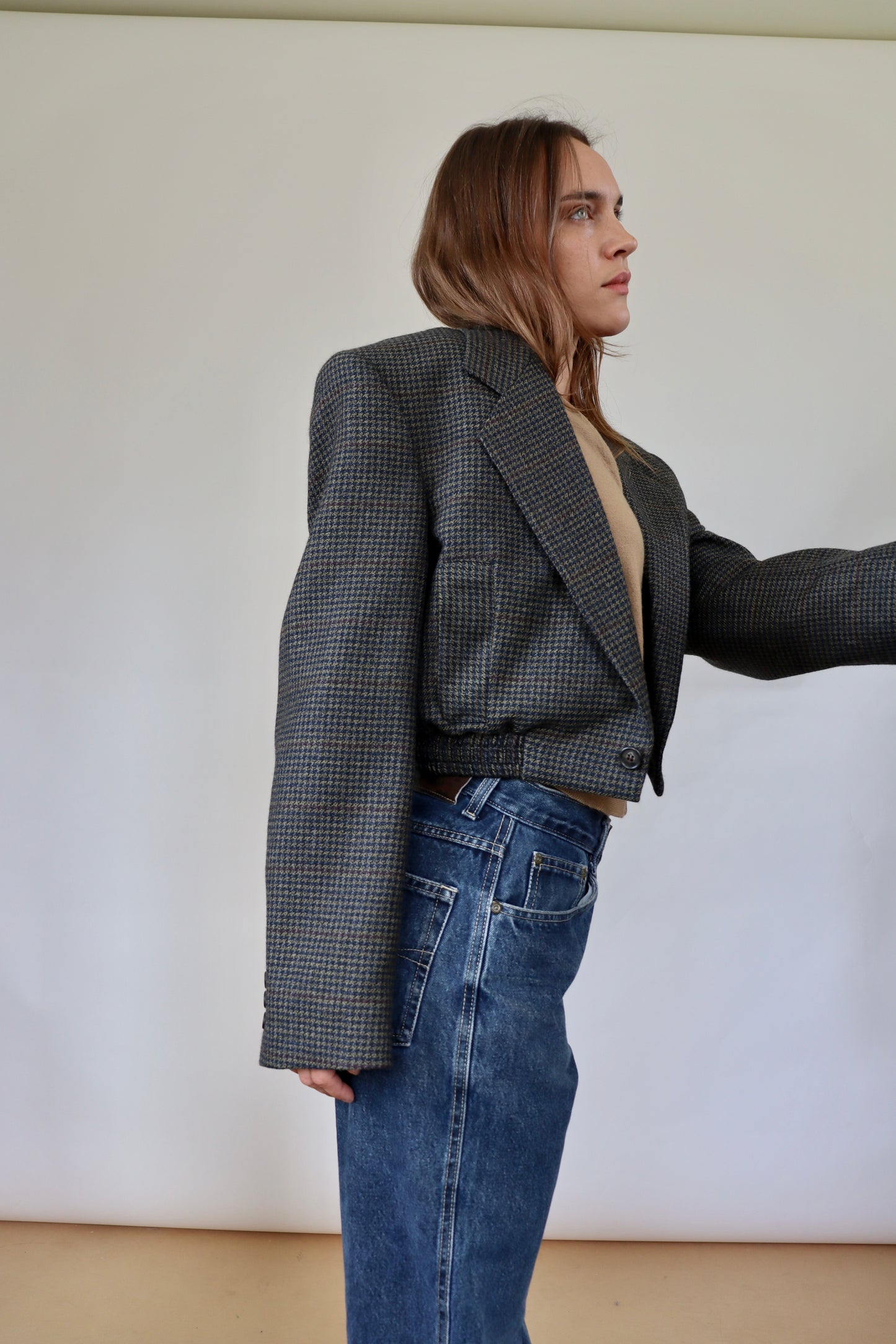 Dark Wool Check Grace Bomber M
