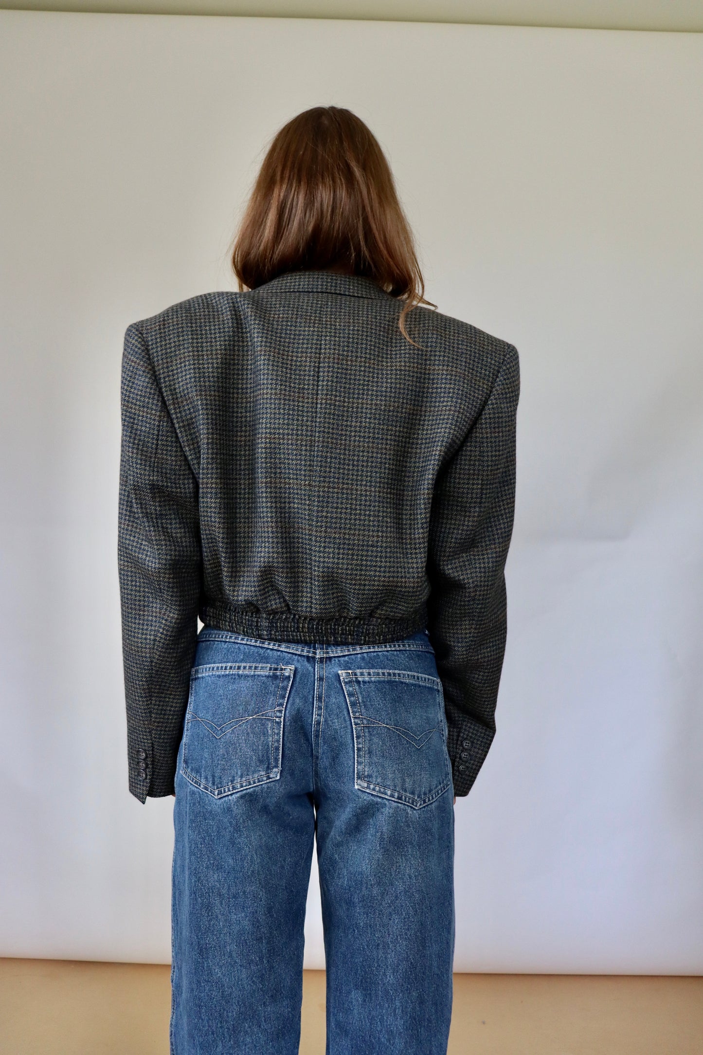 Dark Wool Check Grace Bomber M