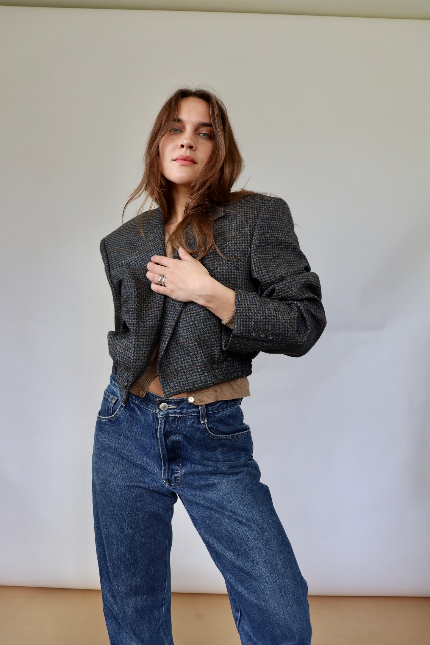Dark Wool Check Grace Bomber M