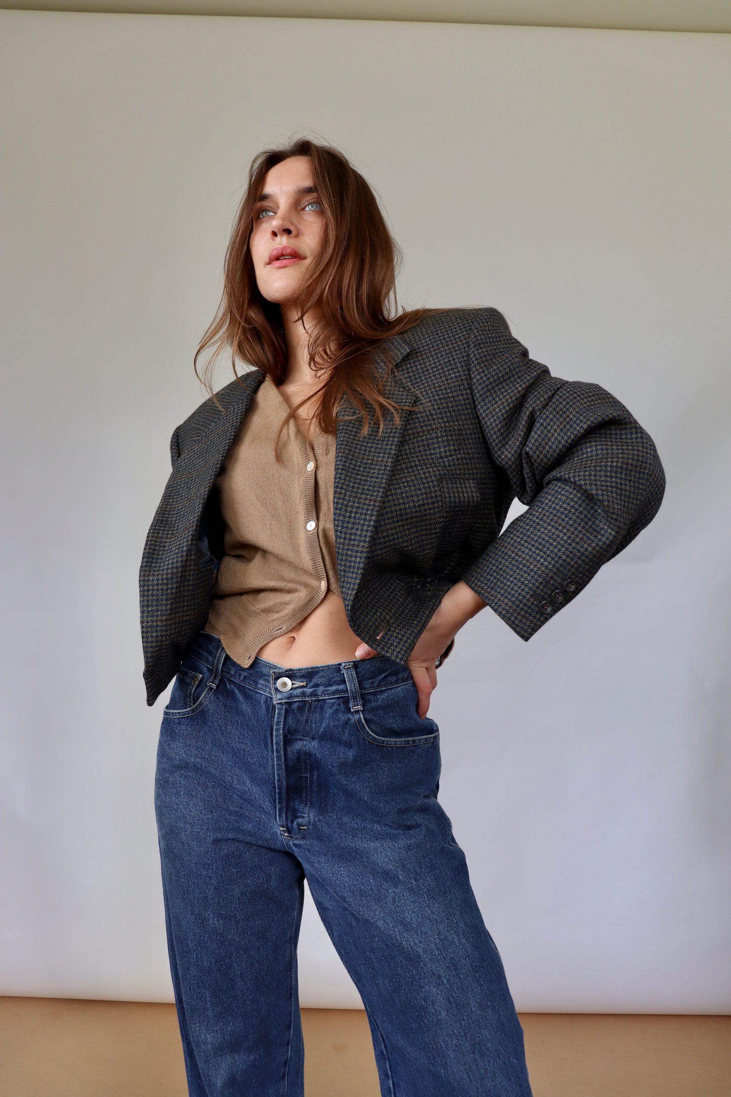 Dark Wool Check Grace Bomber M