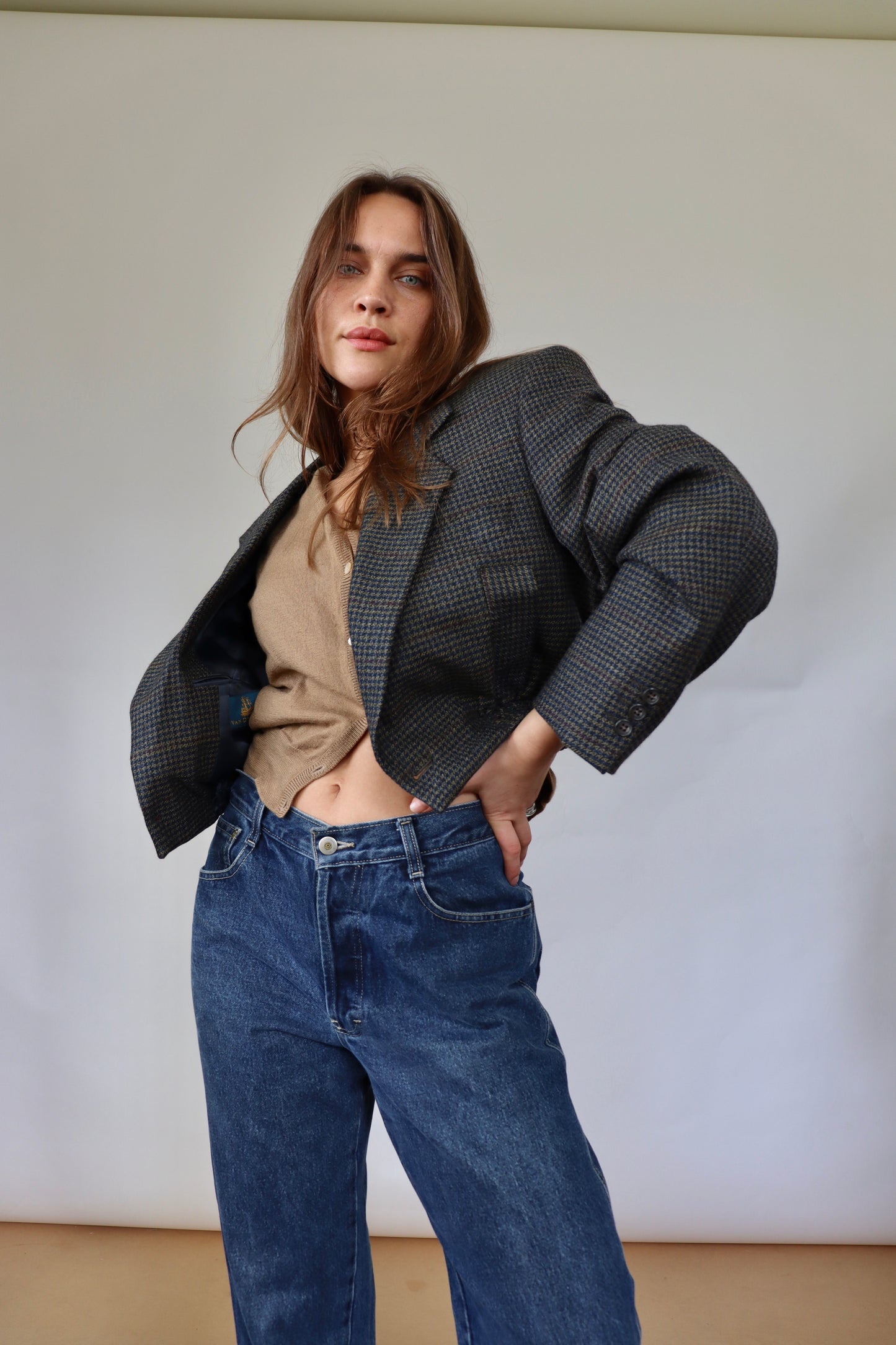 Dark Wool Check Grace Bomber M
