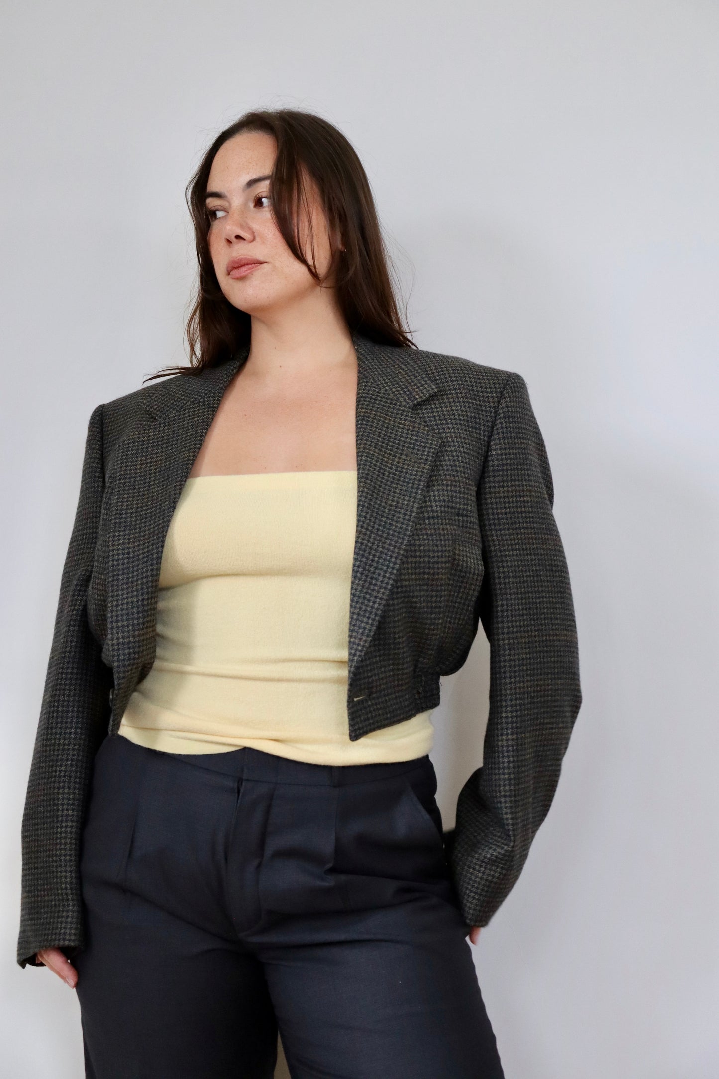 Dark Wool Check Grace Bomber M