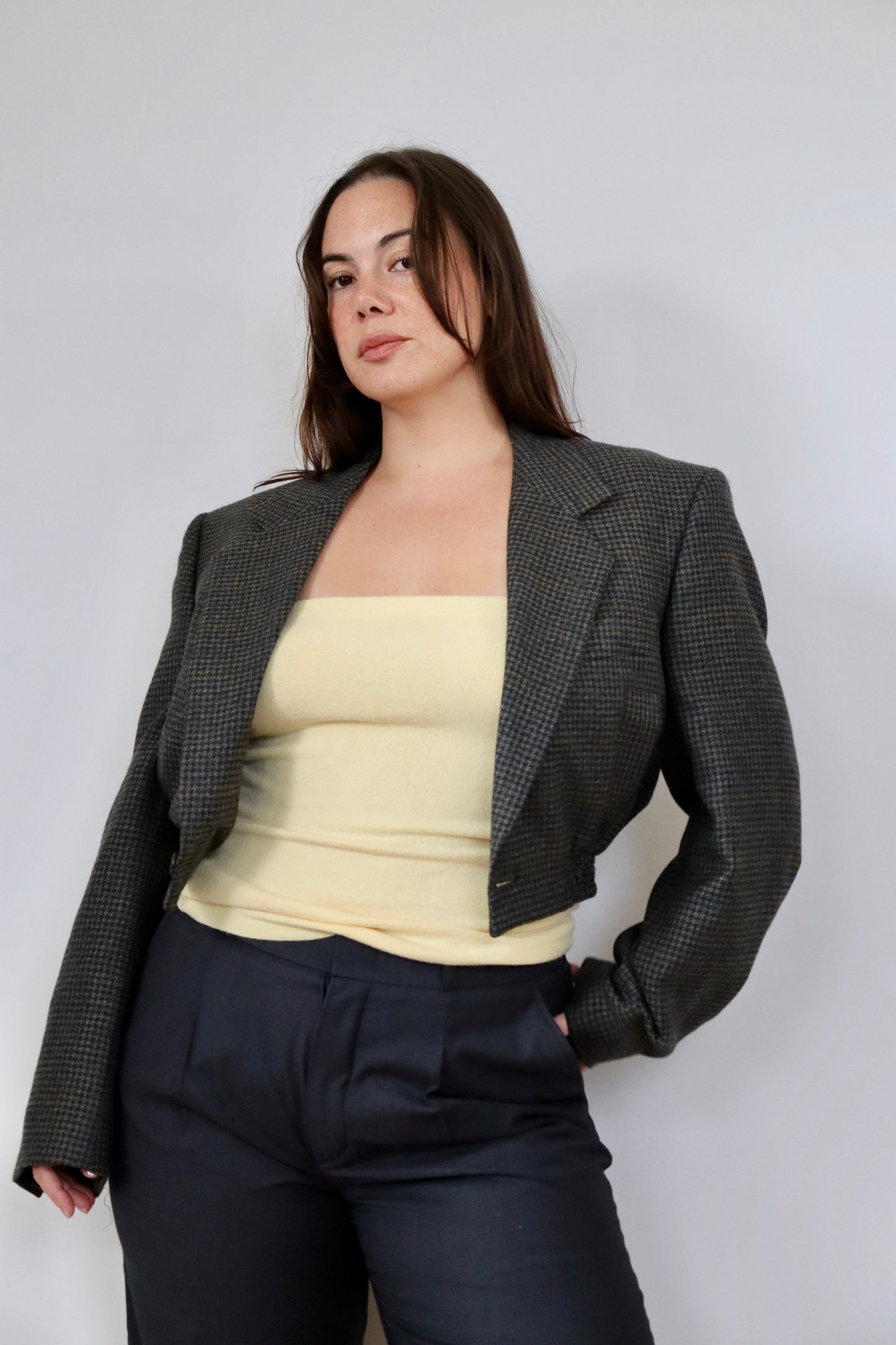 Dark Wool Check Grace Bomber M