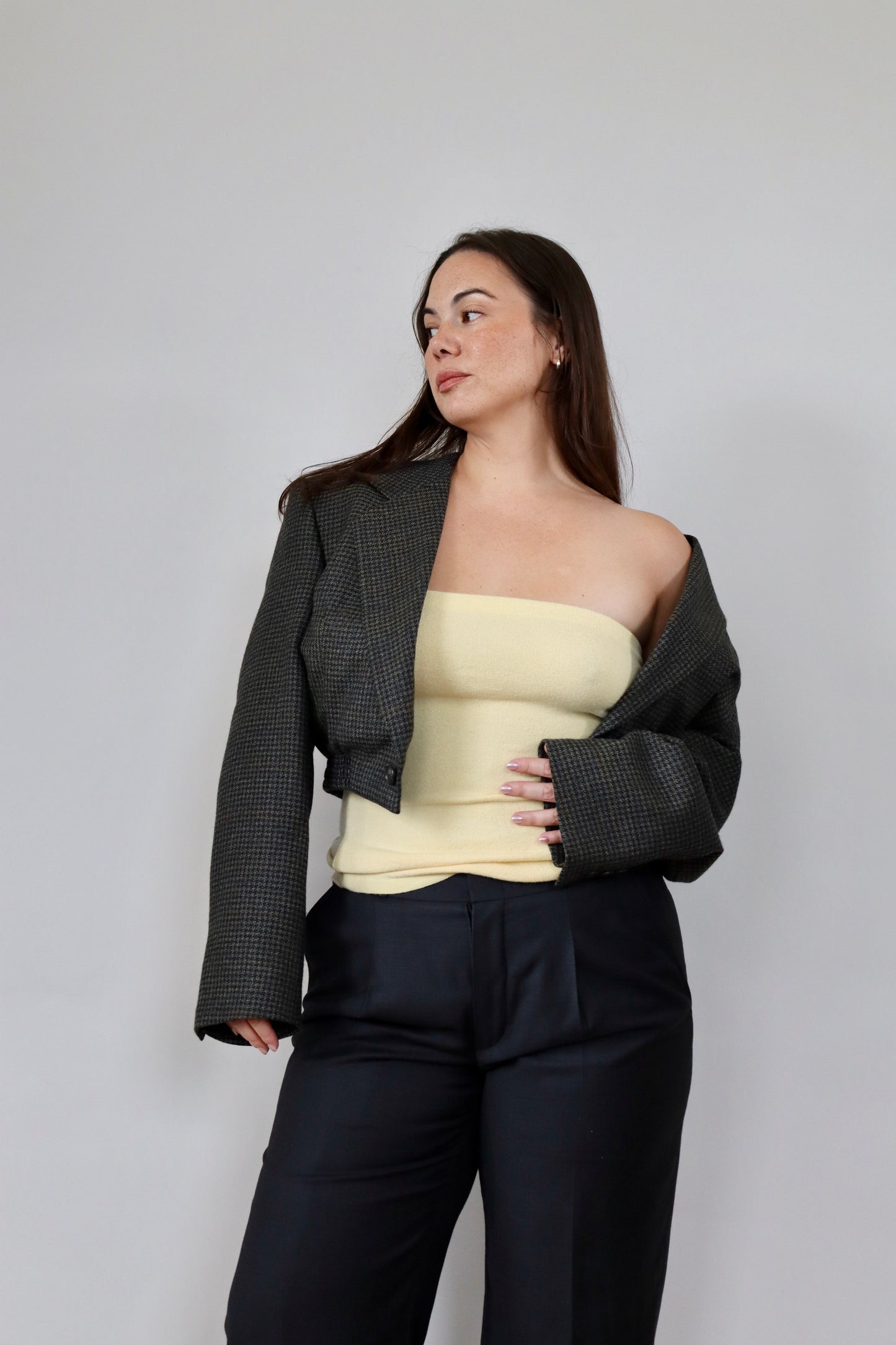 Dark Wool Check Grace Bomber M