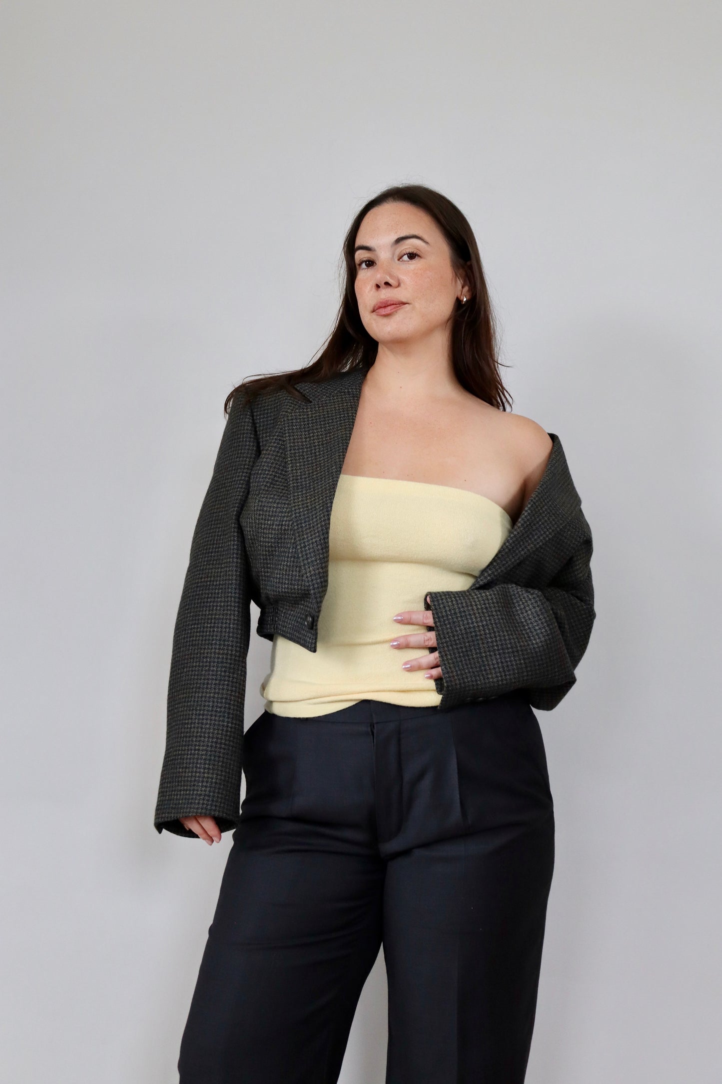 Dark Wool Check Grace Bomber M