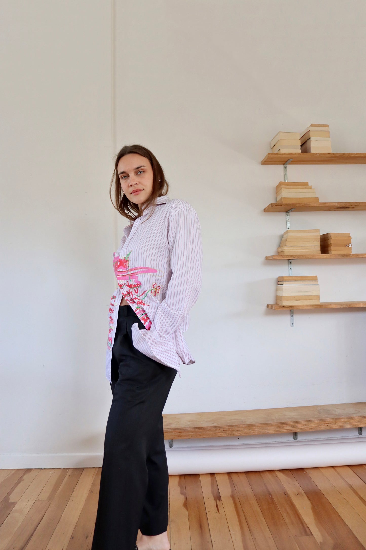Pink Striped 'To Do' Shirt S