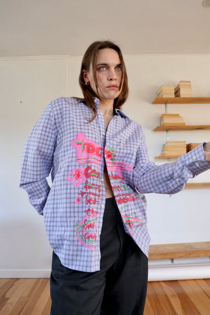 Purple Checked 'To Do' Shirt M