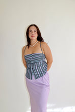 Load image into Gallery viewer, Grey Purple Striped Tobi Top M
