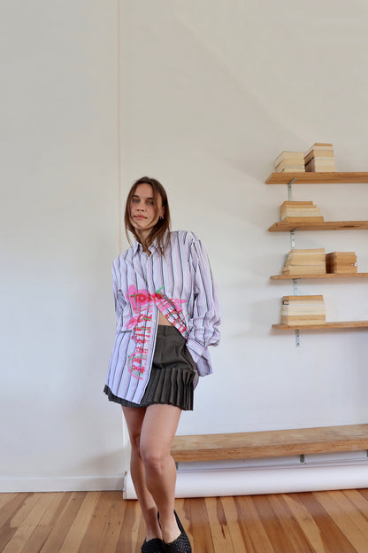 Purple Striped 'To Do' Shirt M