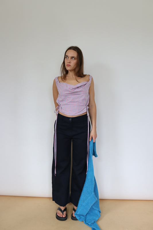 Navy Straight Leg Trousers