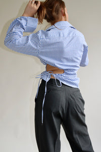 Blue Squared Assymetric Curve Shirt
