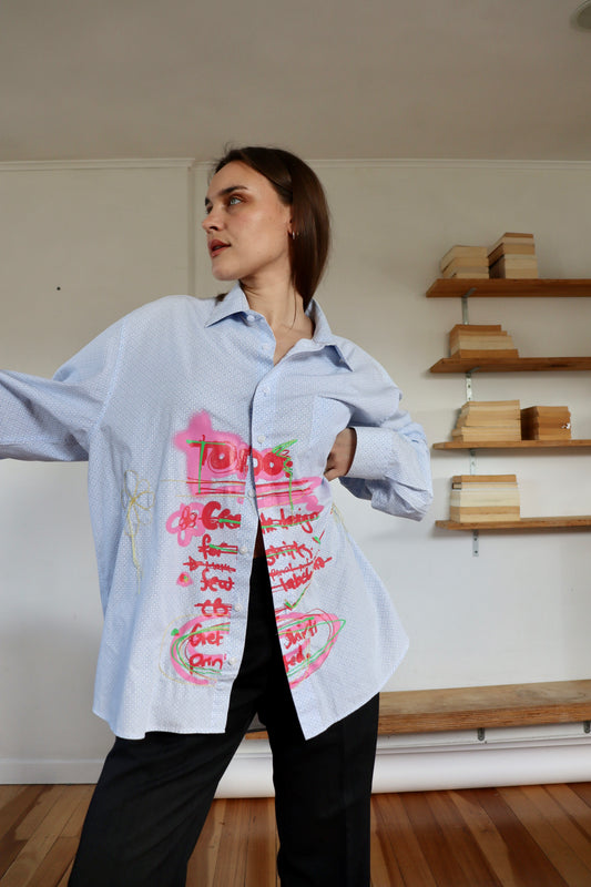 Blue Patterned 'To Do' Shirt XL