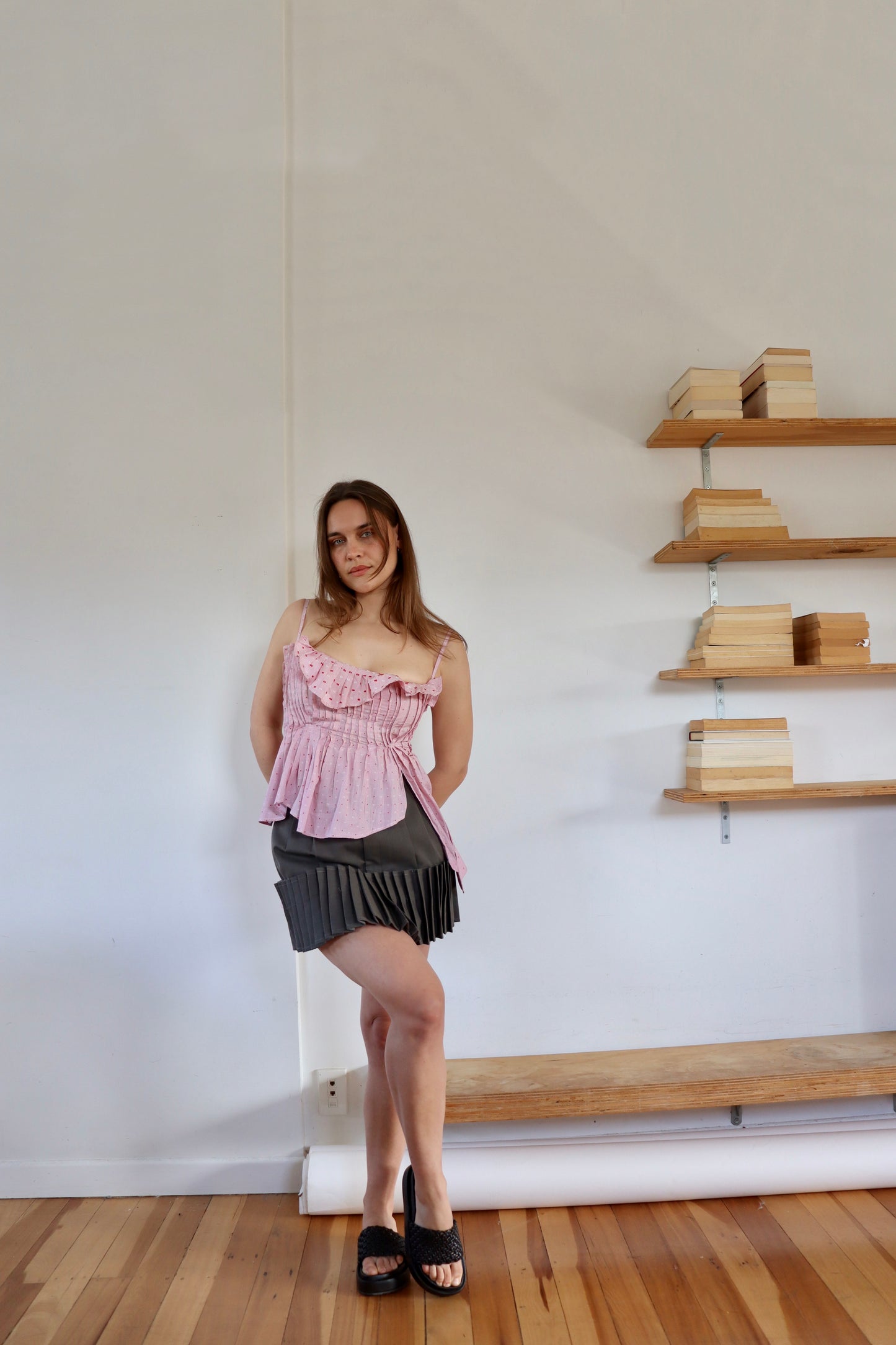 Pink Ruby Pleat Top S