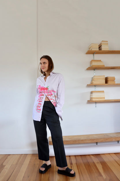 Pink Striped 'To Do' Shirt S