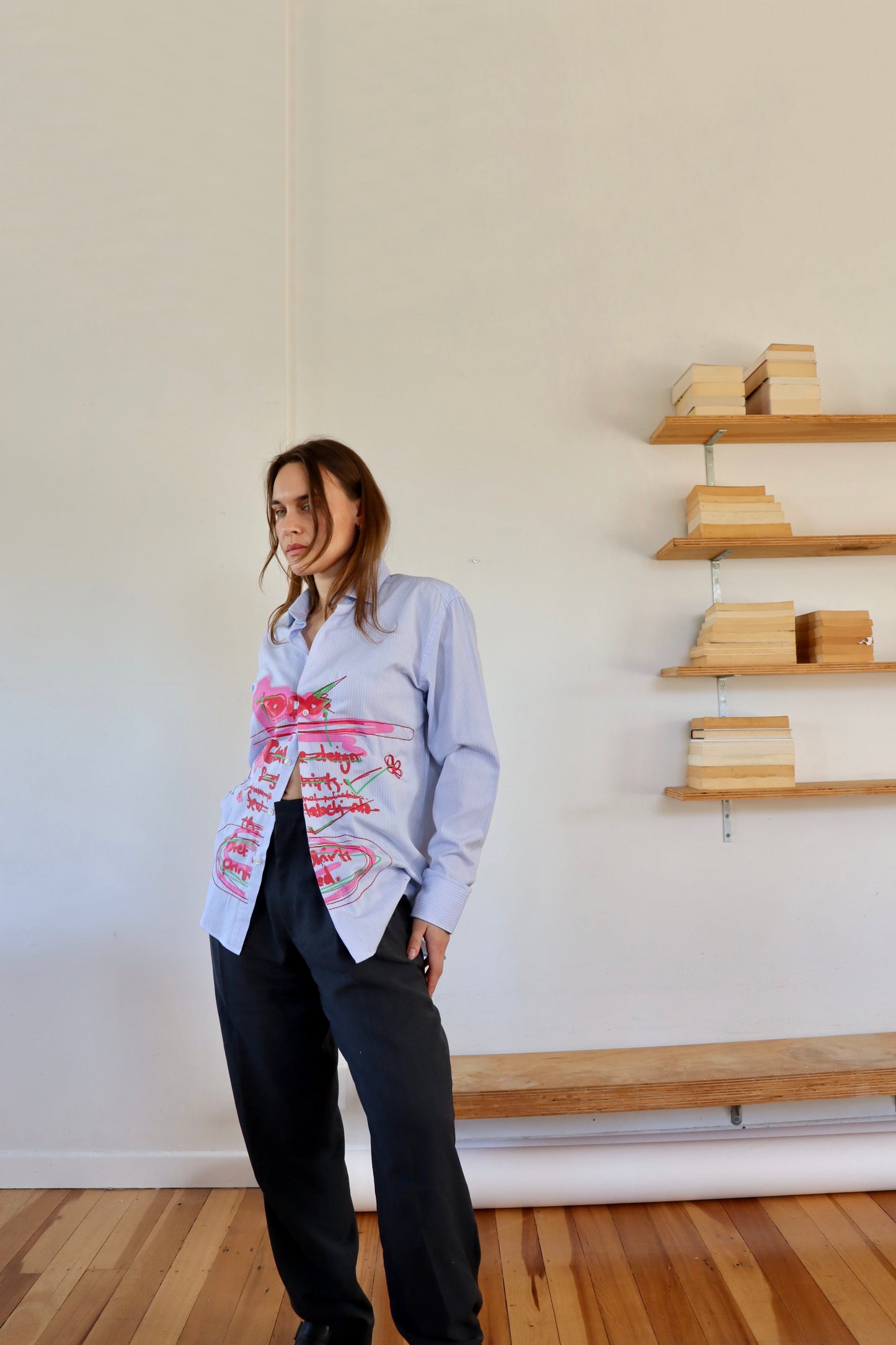 Blue Striped 'To Do' Shirt S