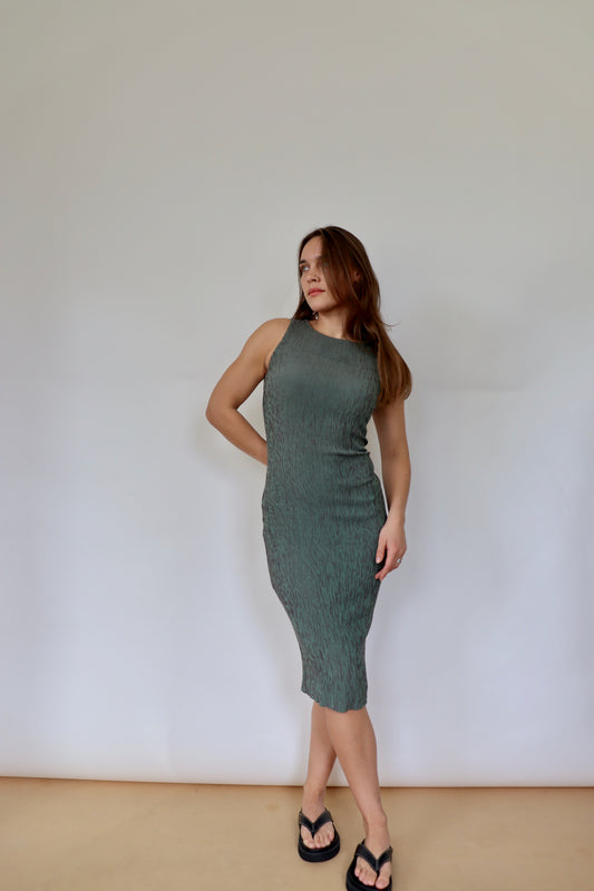 Green Crinkle Dress