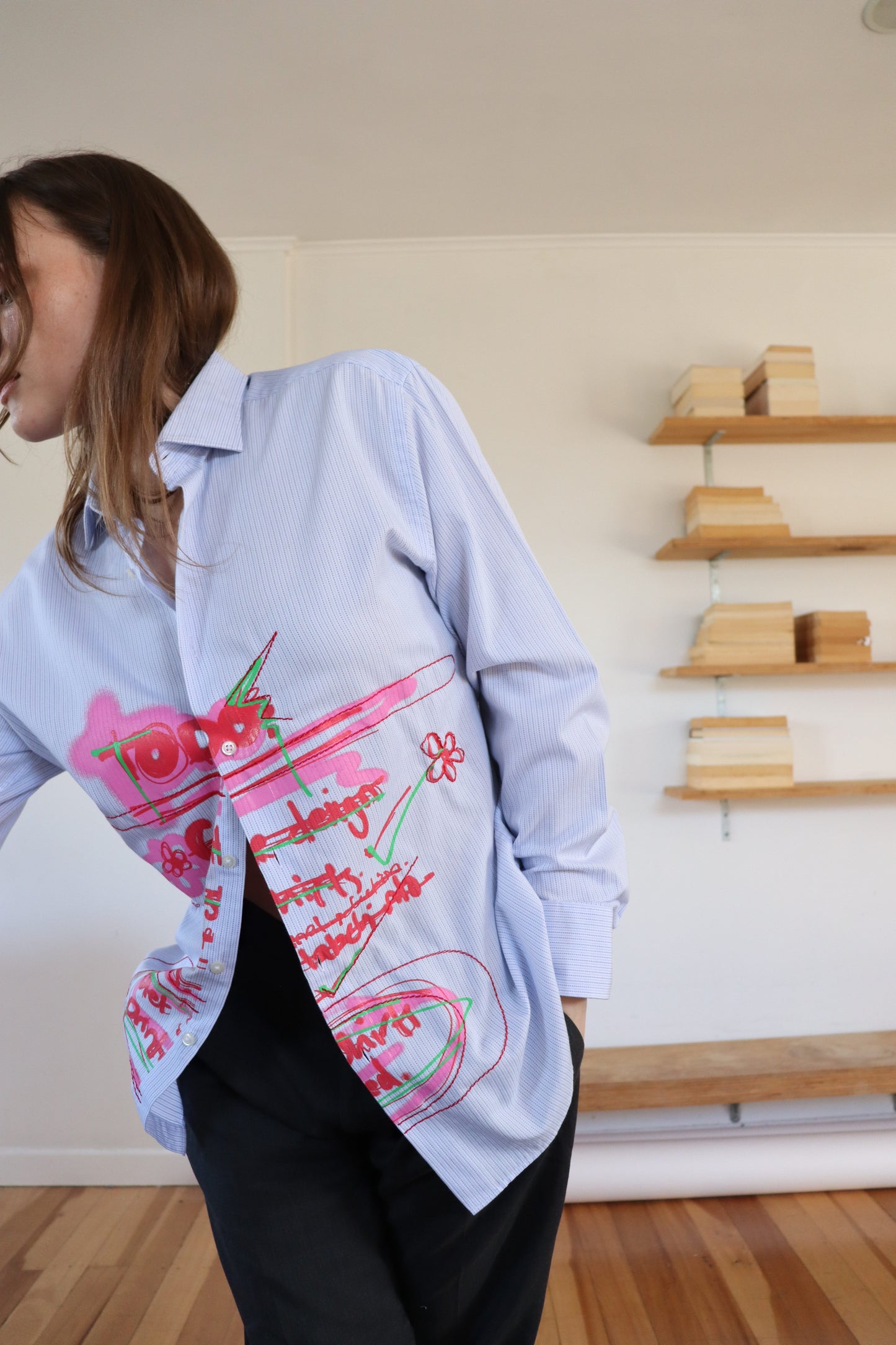Blue Striped 'To Do' Shirt S