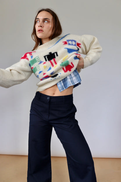 Navy Straight Leg Trousers