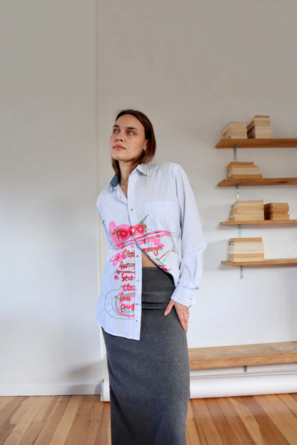 Blue Striped 'To Do' Shirt S