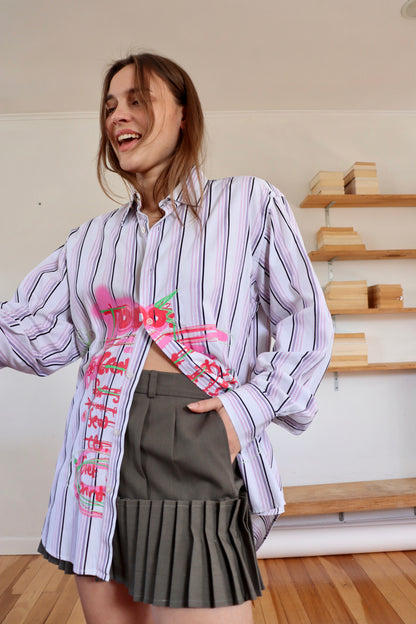 Purple Striped 'To Do' Shirt M