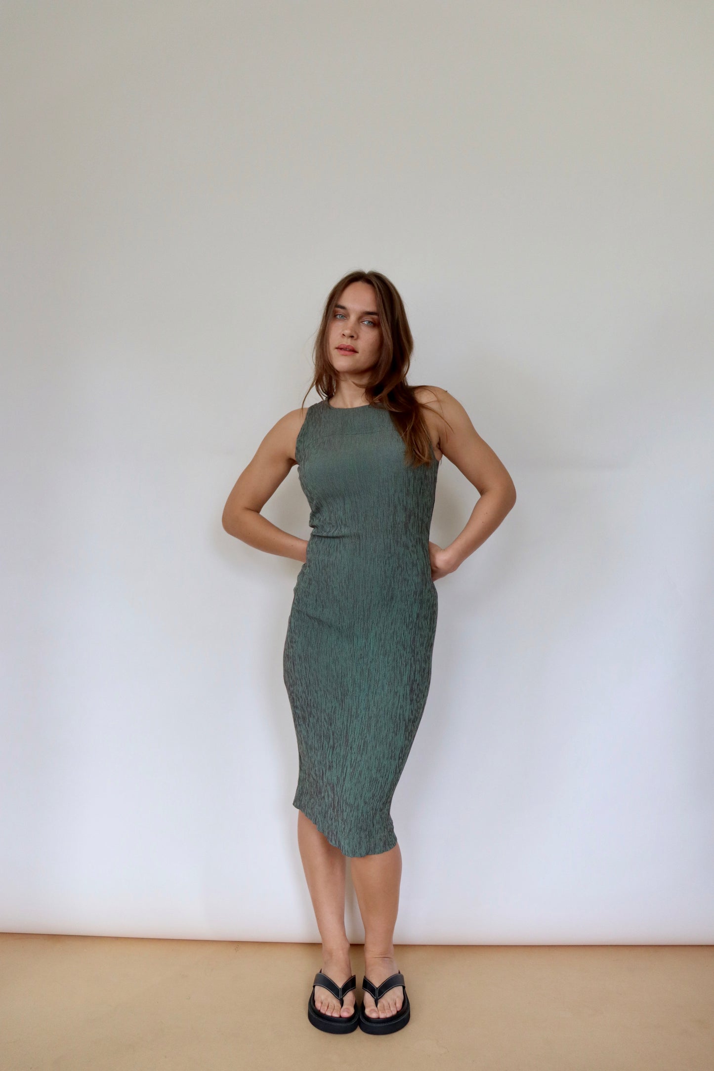 Green Crinkle Dress