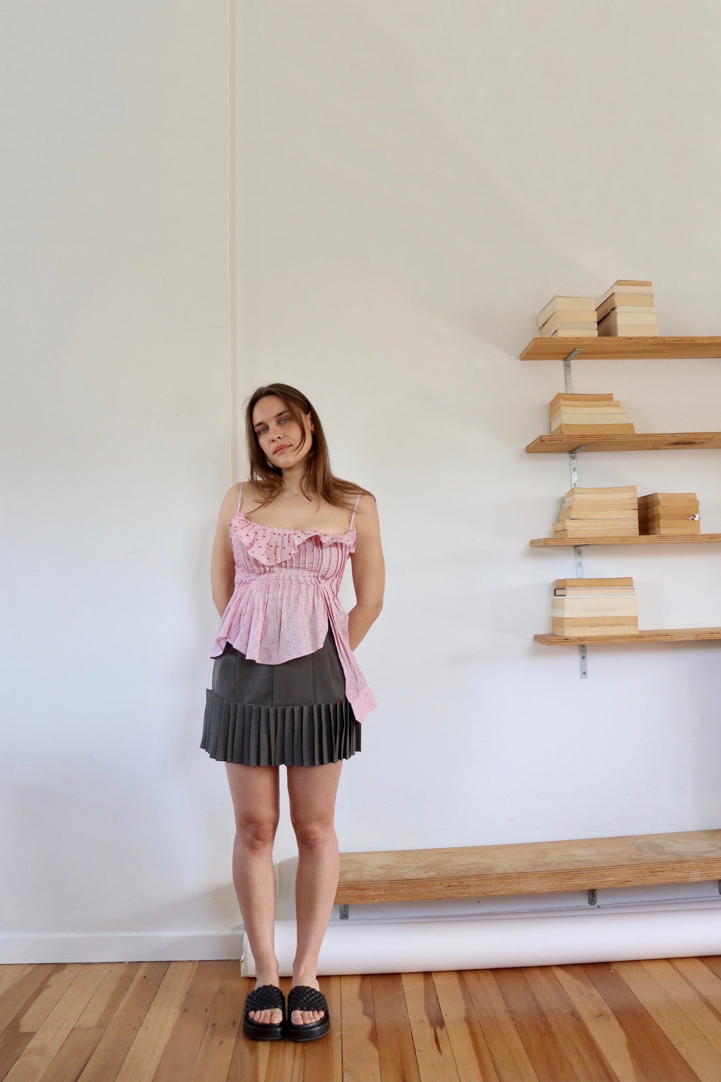 Pink Ruby Pleat Top S