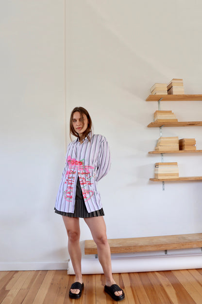 Purple Striped 'To Do' Shirt M