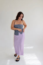 Load image into Gallery viewer, Grey Purple Striped Tobi Top M