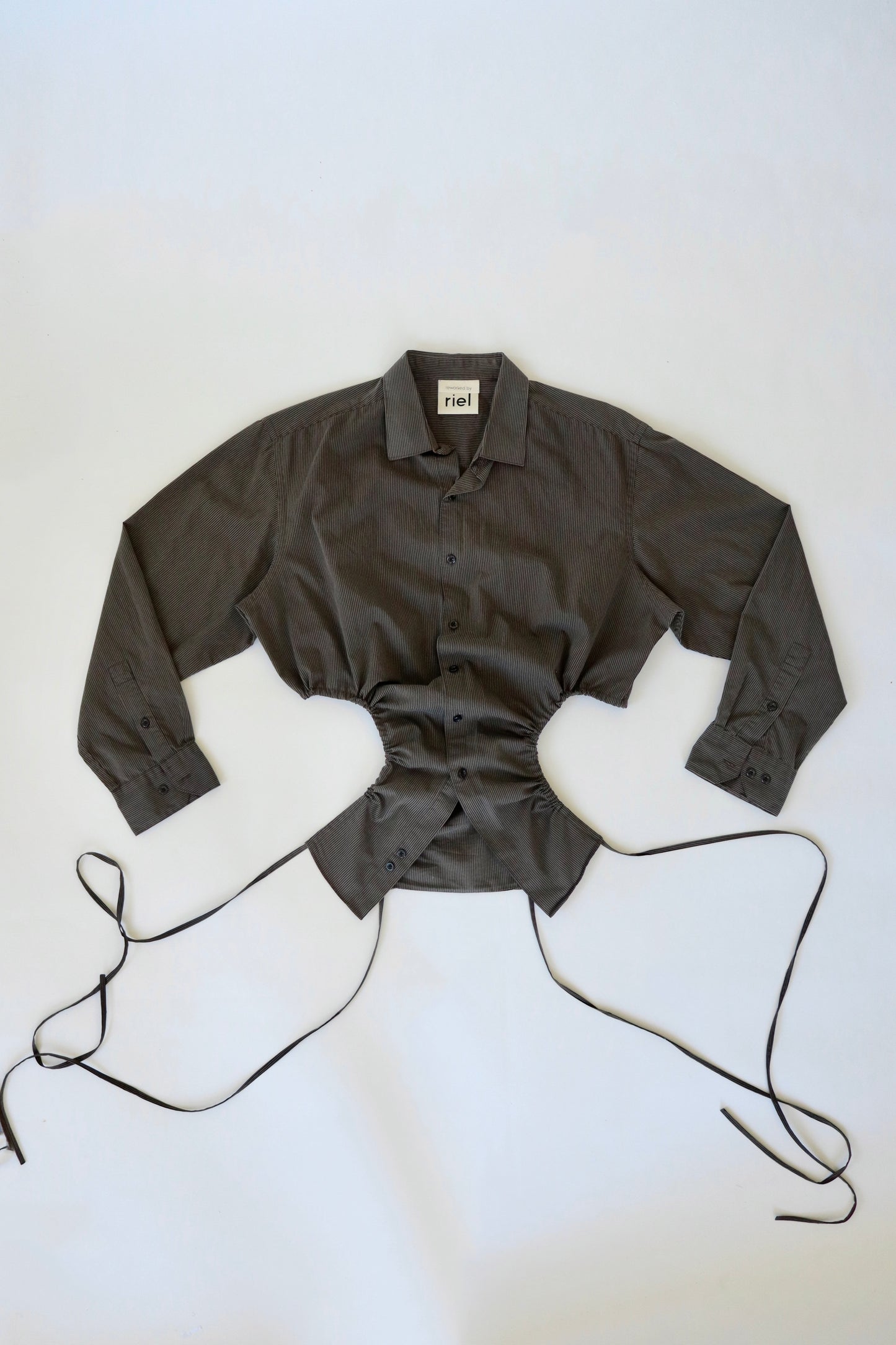 Brown Striped Curve Shirt M