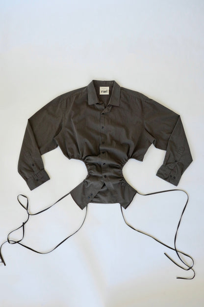 Brown Striped Curve Shirt M