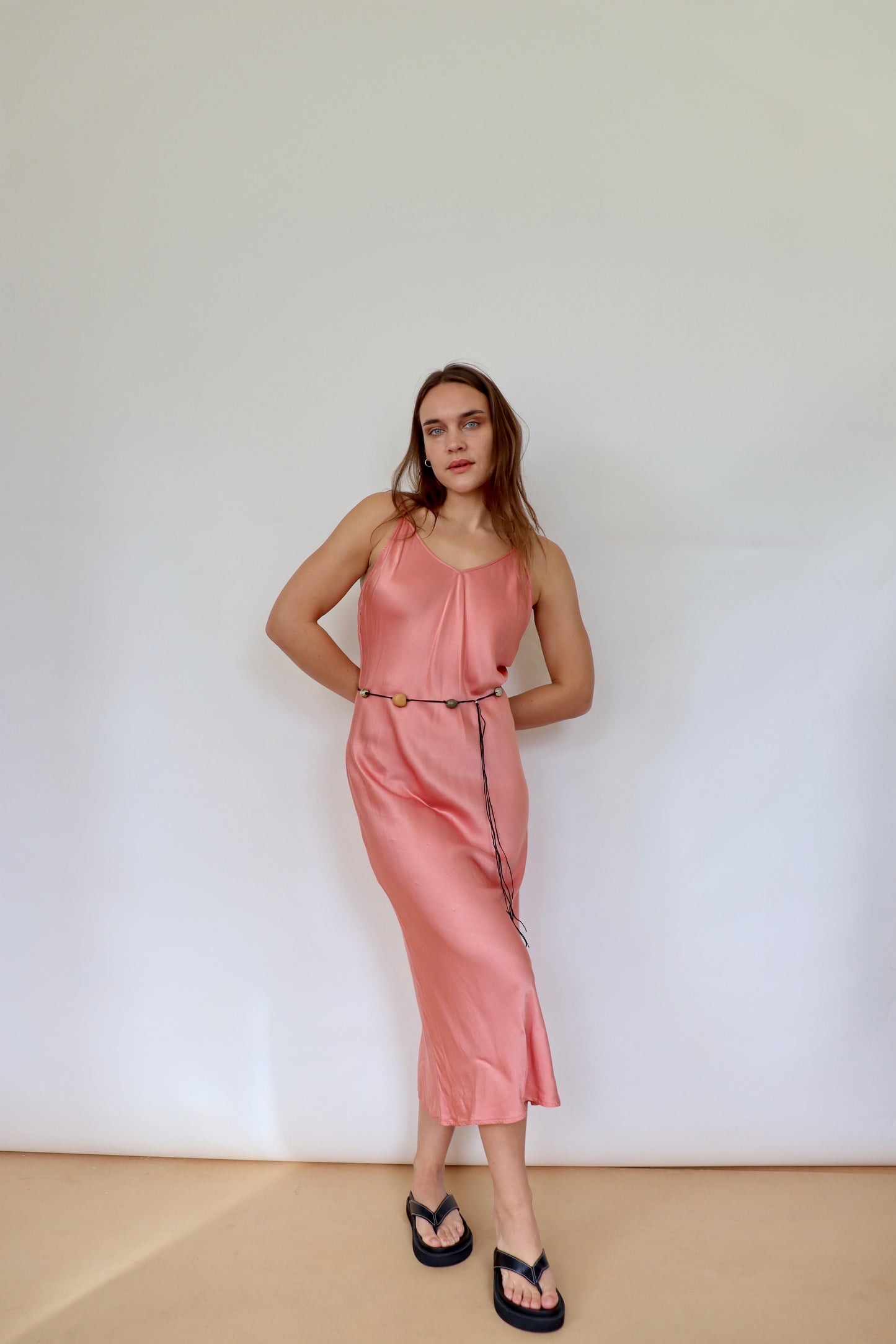 Peach Bias Slip Dress