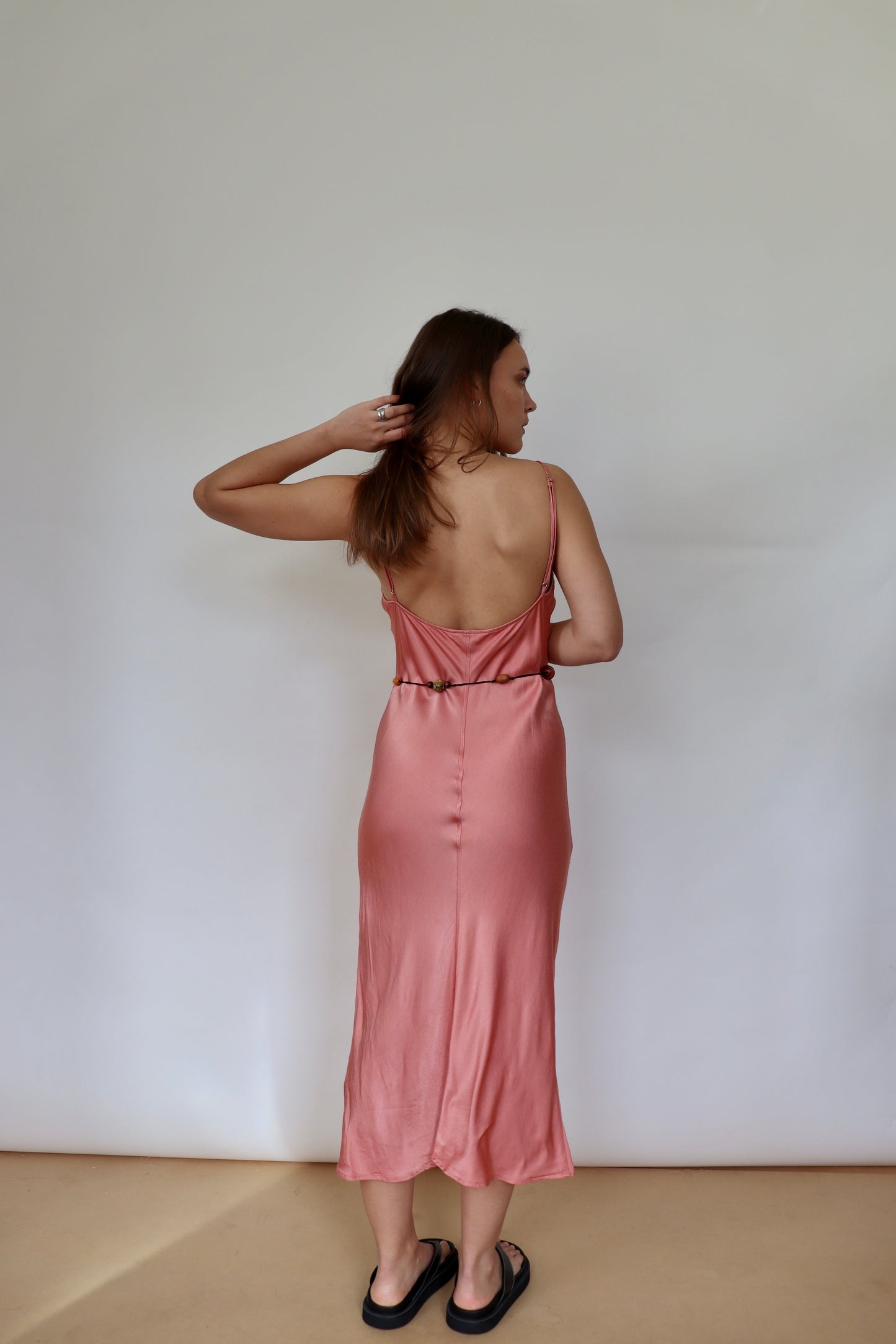 Peach Bias Slip Dress