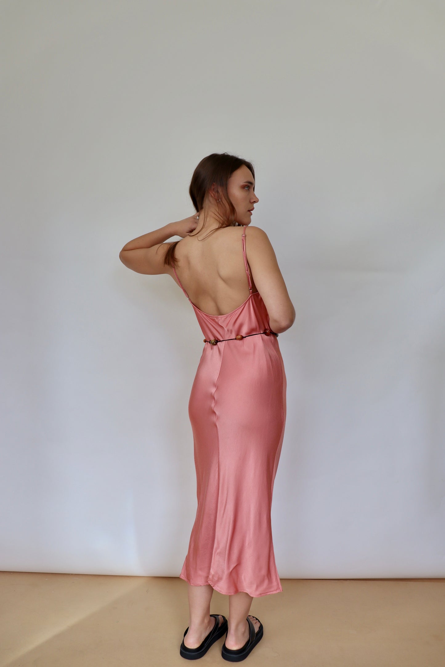 Peach Bias Slip Dress