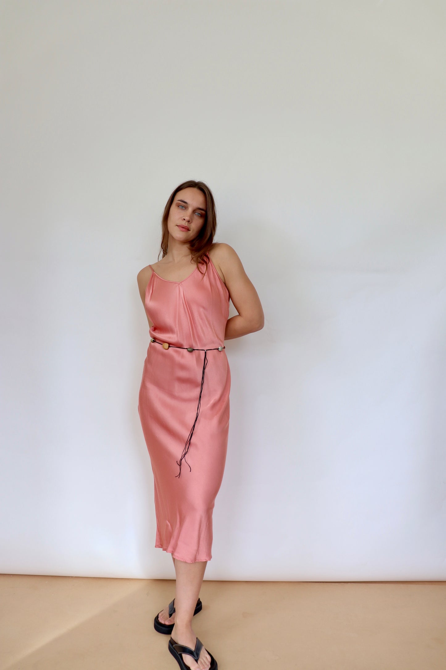 Peach Bias Slip Dress