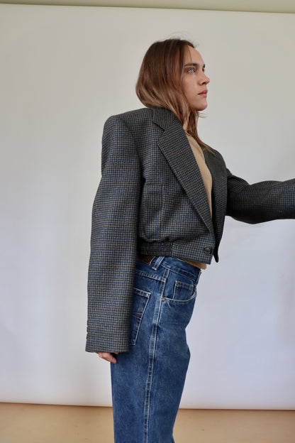 Dark Wool Check Grace Bomber M