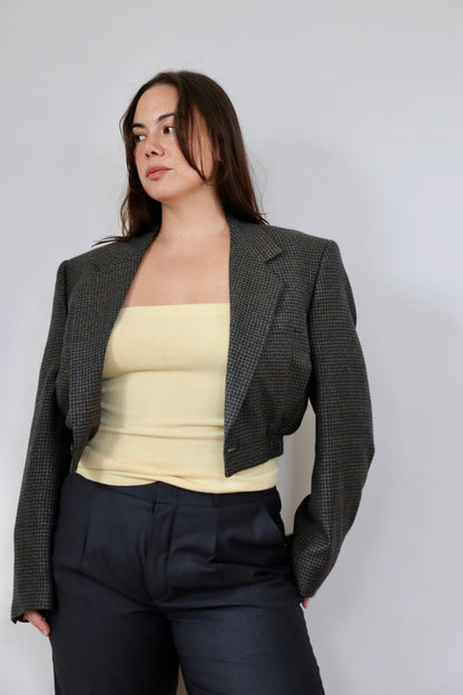 Dark Wool Check Grace Bomber M