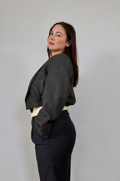 Dark Wool Check Grace Bomber M